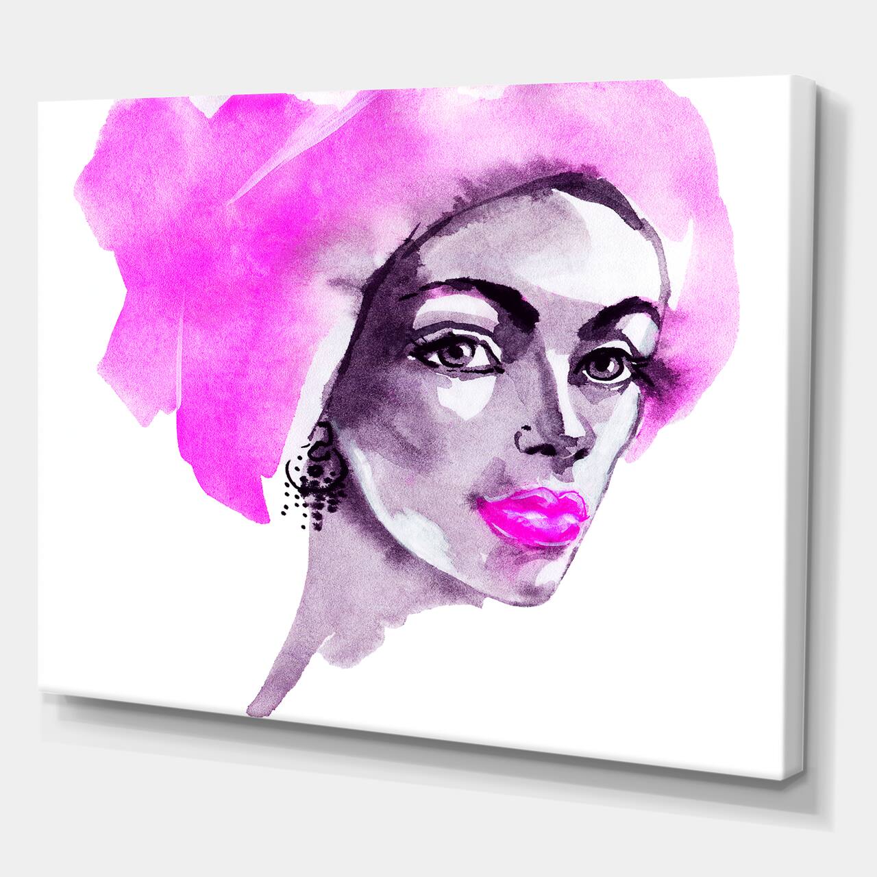 Designart - African American Woman Fashion Portrait - Modern Canvas Wall Art Print